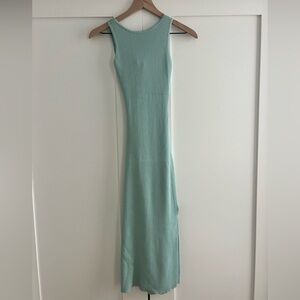 Zara Light Mint Ribbed Sleeveless Maxi Dress